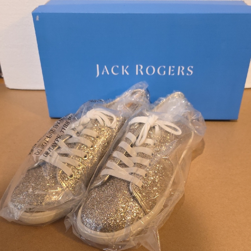 Jack Rogers Gold Glitter Shoes New In Box